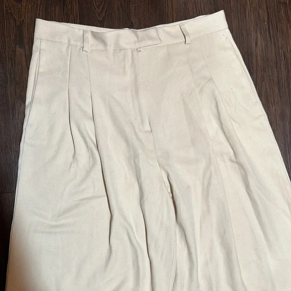 Free People High Rise Pia Dad Pleated Trouser Pants Size 12 Color Cream - Picture 5 of 10